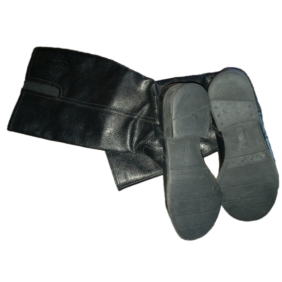 "Natalie" Sz. 9 High Faux Black Leather Boots - Picture 3 of 6